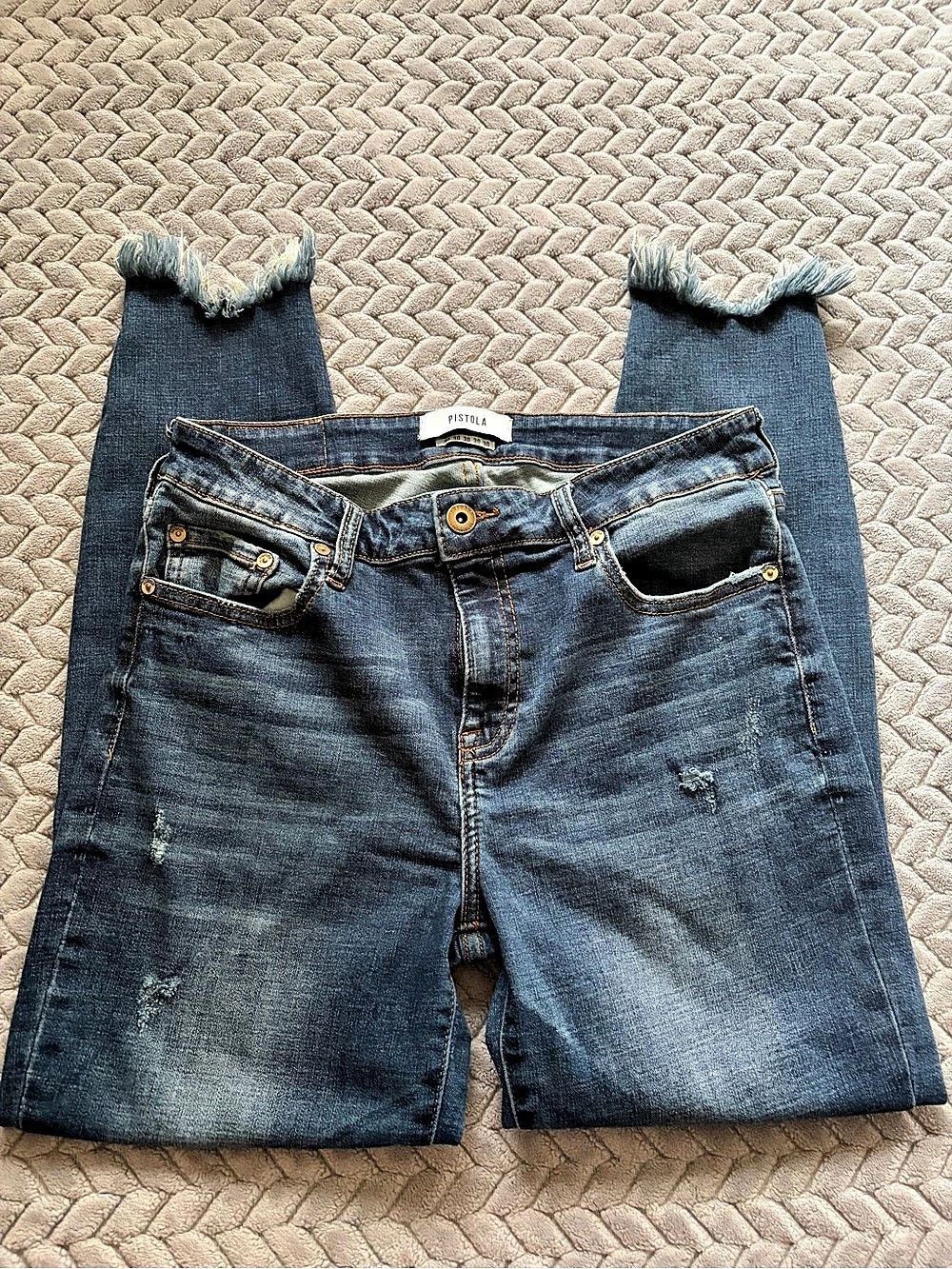Pistola Distressed Skinny Jeans in Blue Waist 30